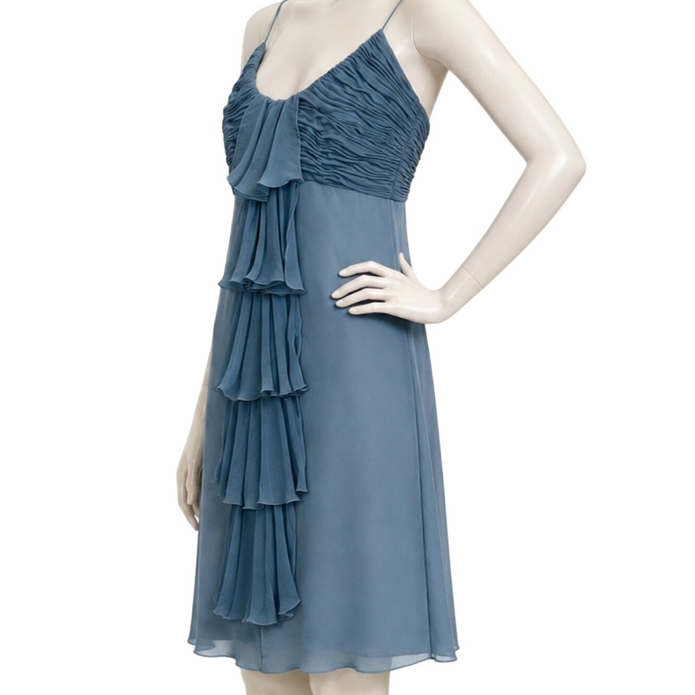 VALENTINO Deadstock NWT Archival 2009 Silk Chiffon Ruffle Dress Blue | Sz 6